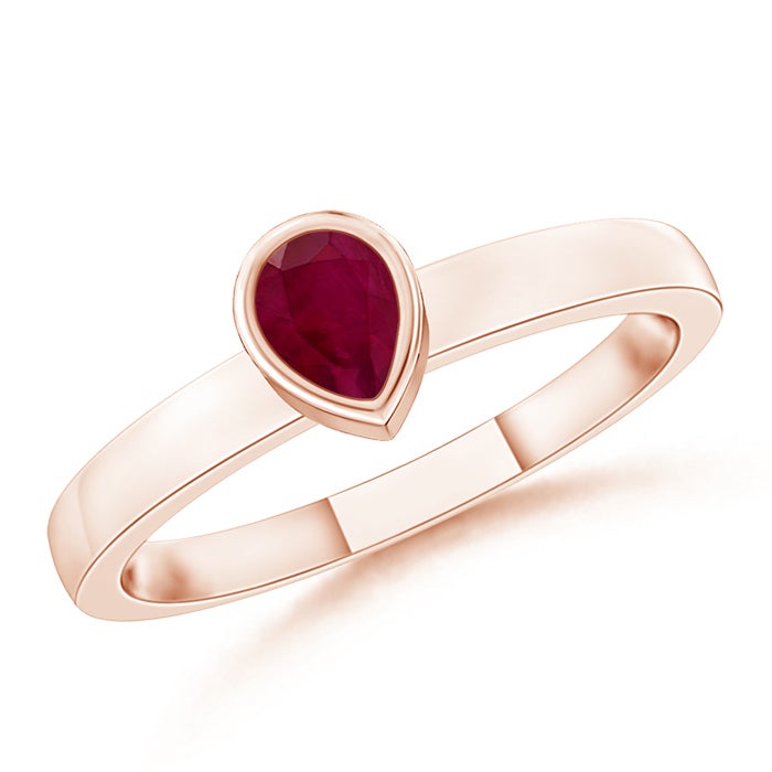 Bezel-Set Solitaire Pear Ruby Stackable Ring