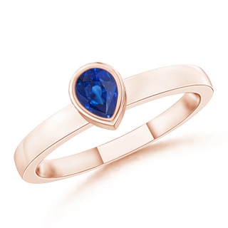 4x3mm AAA Bezel-Set Solitaire Pear Blue Sapphire Stackable Ring in Rose Gold