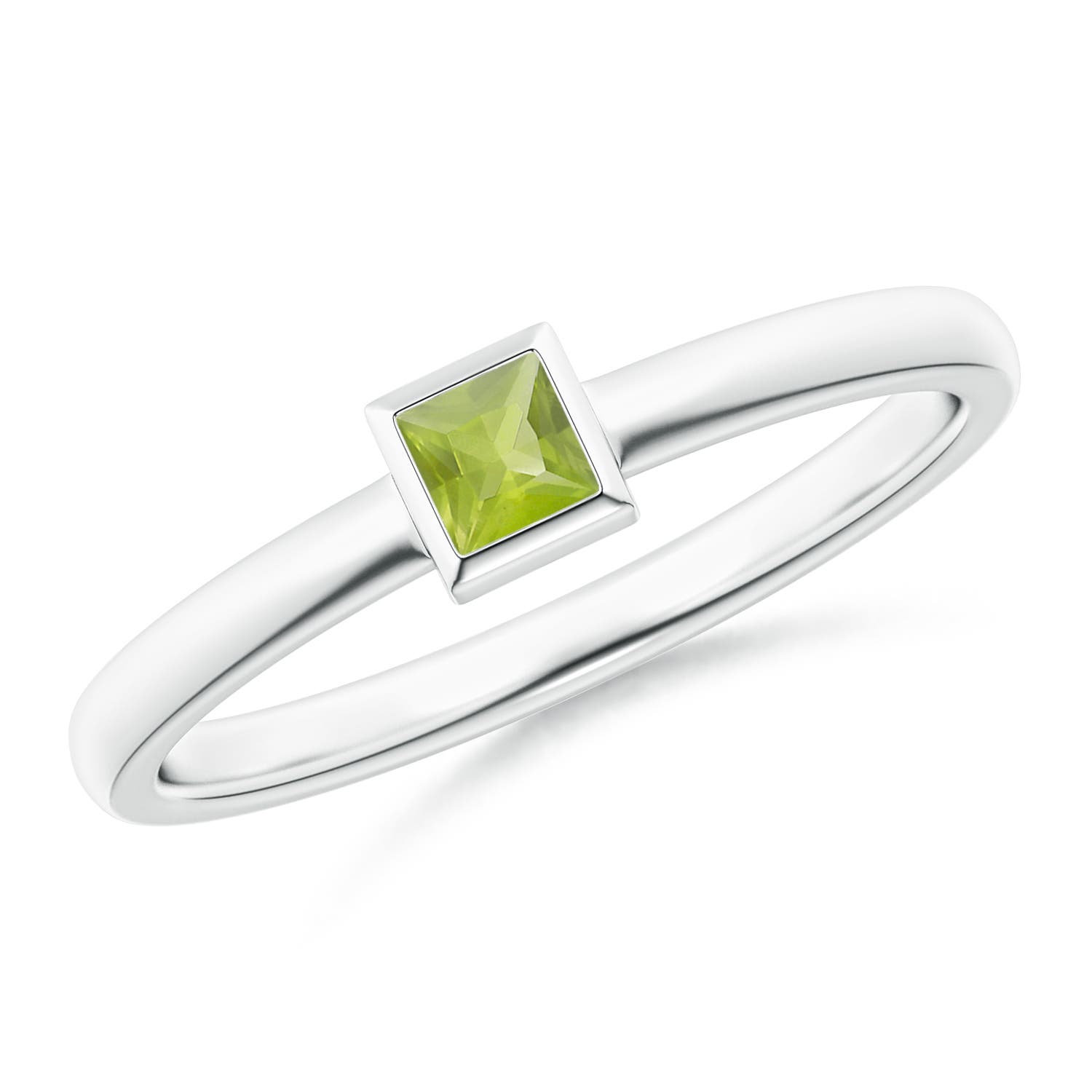 AA - Peridot / 0.16 CT / 14 KT White Gold