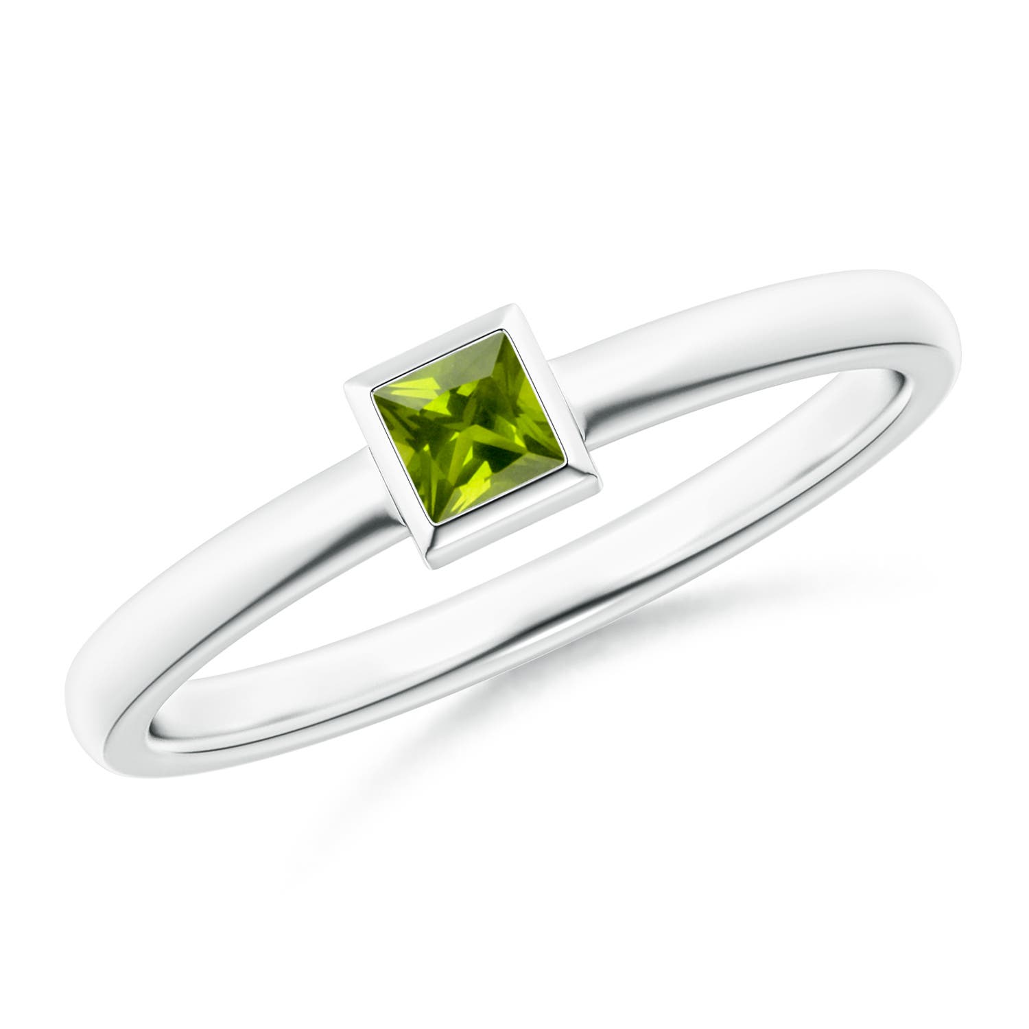 AAA - Peridot / 0.16 CT / 14 KT White Gold