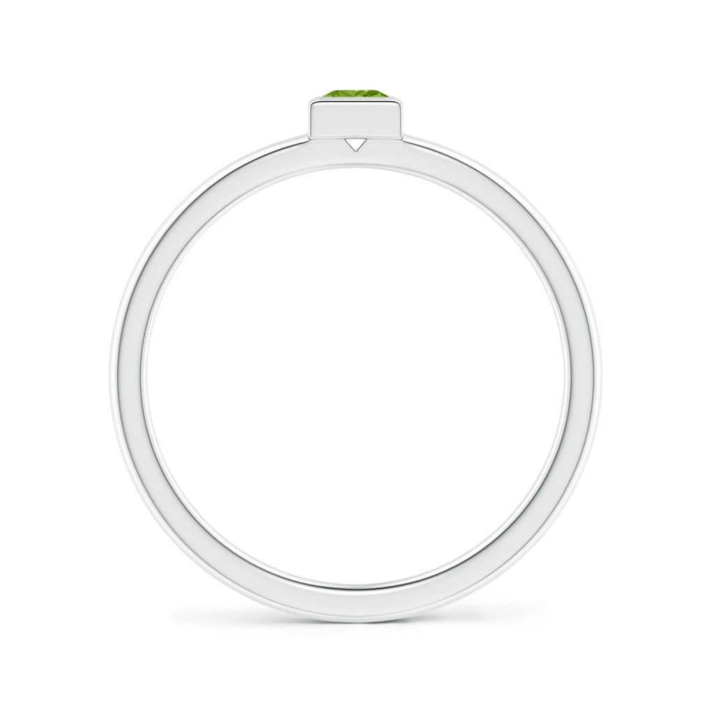3mm AAAA Bezel-Set Solitaire Square Peridot Stackable Ring in White Gold - side_1