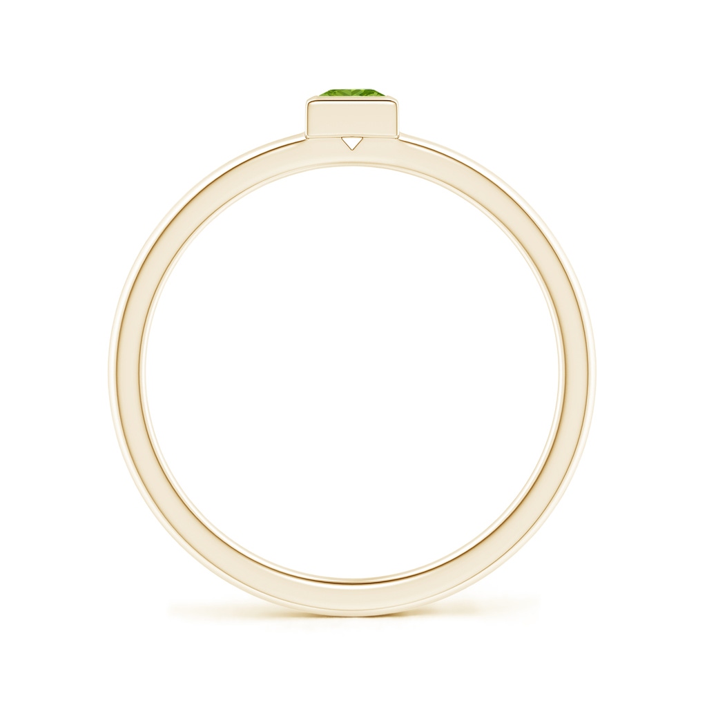 3mm AAAA Bezel-Set Solitaire Square Peridot Stackable Ring in Yellow Gold - side_1