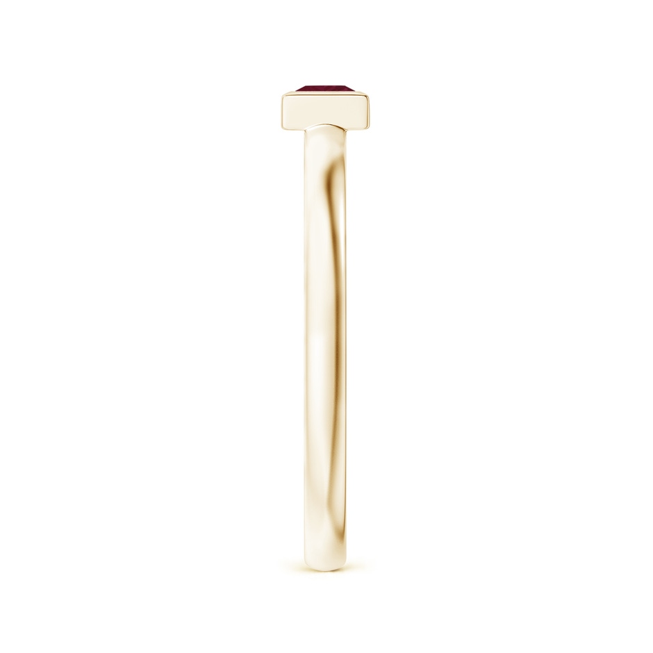3mm A Bezel-Set Solitaire Square Ruby Stackable Ring in Yellow Gold side-2