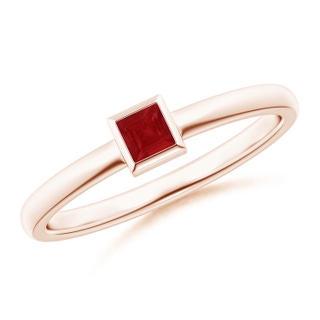3mm AA Bezel-Set Solitaire Square Ruby Stackable Ring in 10K Rose Gold