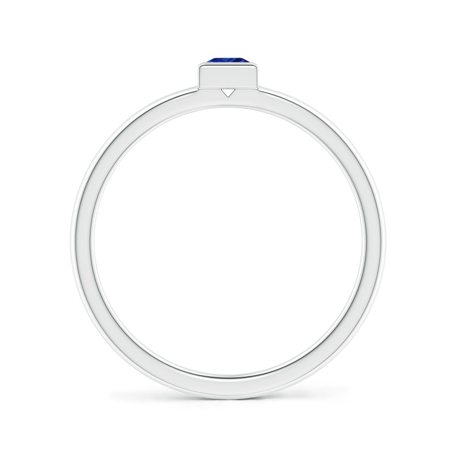 3mm AAAA Bezel-Set Solitaire Square Blue Sapphire Stackable Ring in P950 Platinum side-1