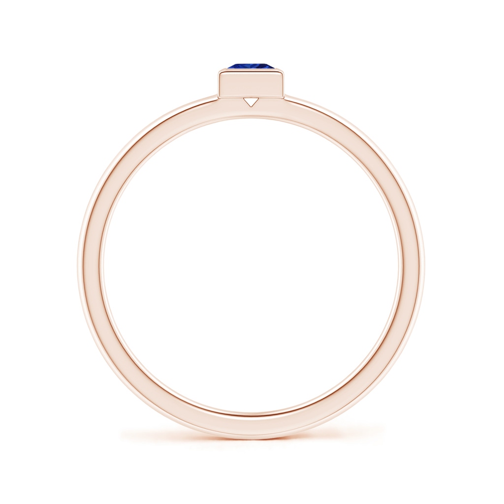 3mm AAAA Bezel-Set Solitaire Square Blue Sapphire Stackable Ring in Rose Gold - side_1