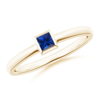 3mm AAAA Bezel-Set Solitaire Square Blue Sapphire Stackable Ring in Yellow Gold