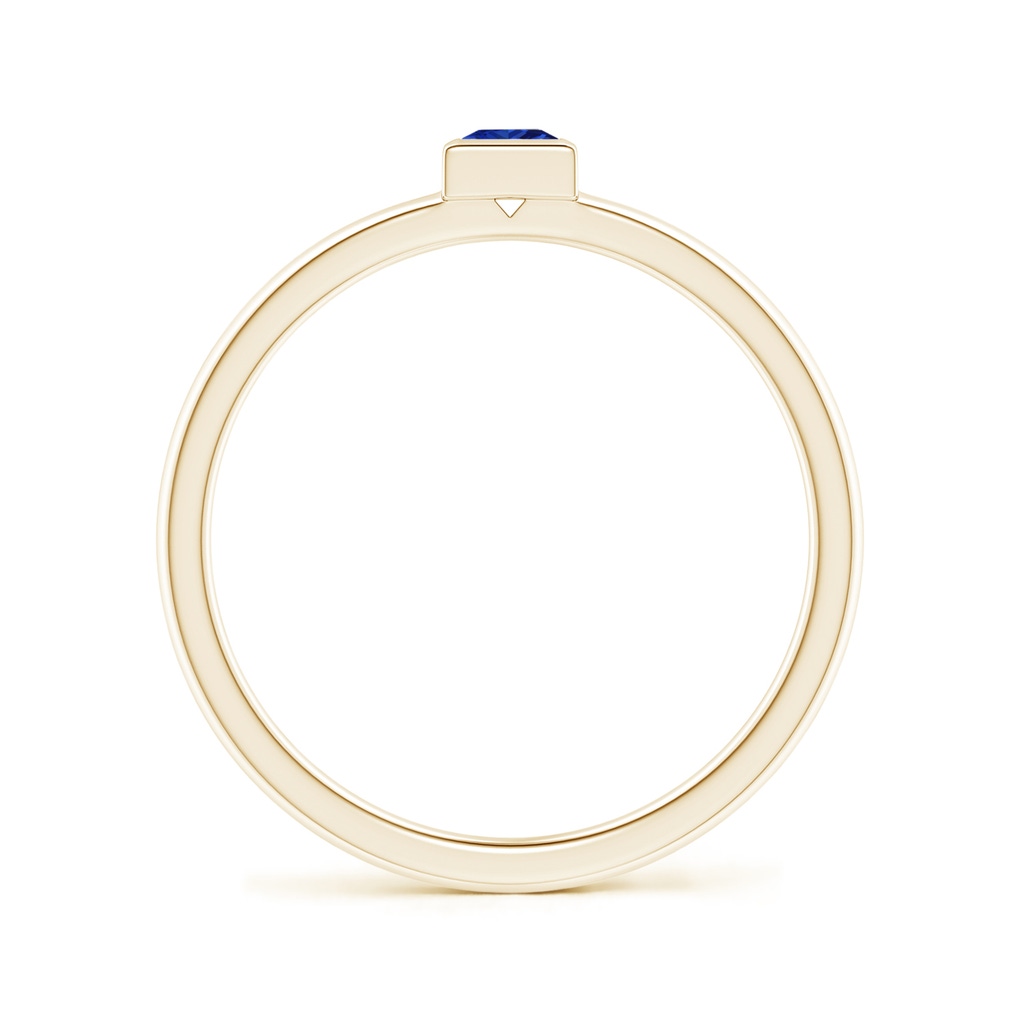 3mm AAAA Bezel-Set Solitaire Square Blue Sapphire Stackable Ring in Yellow Gold - side_1