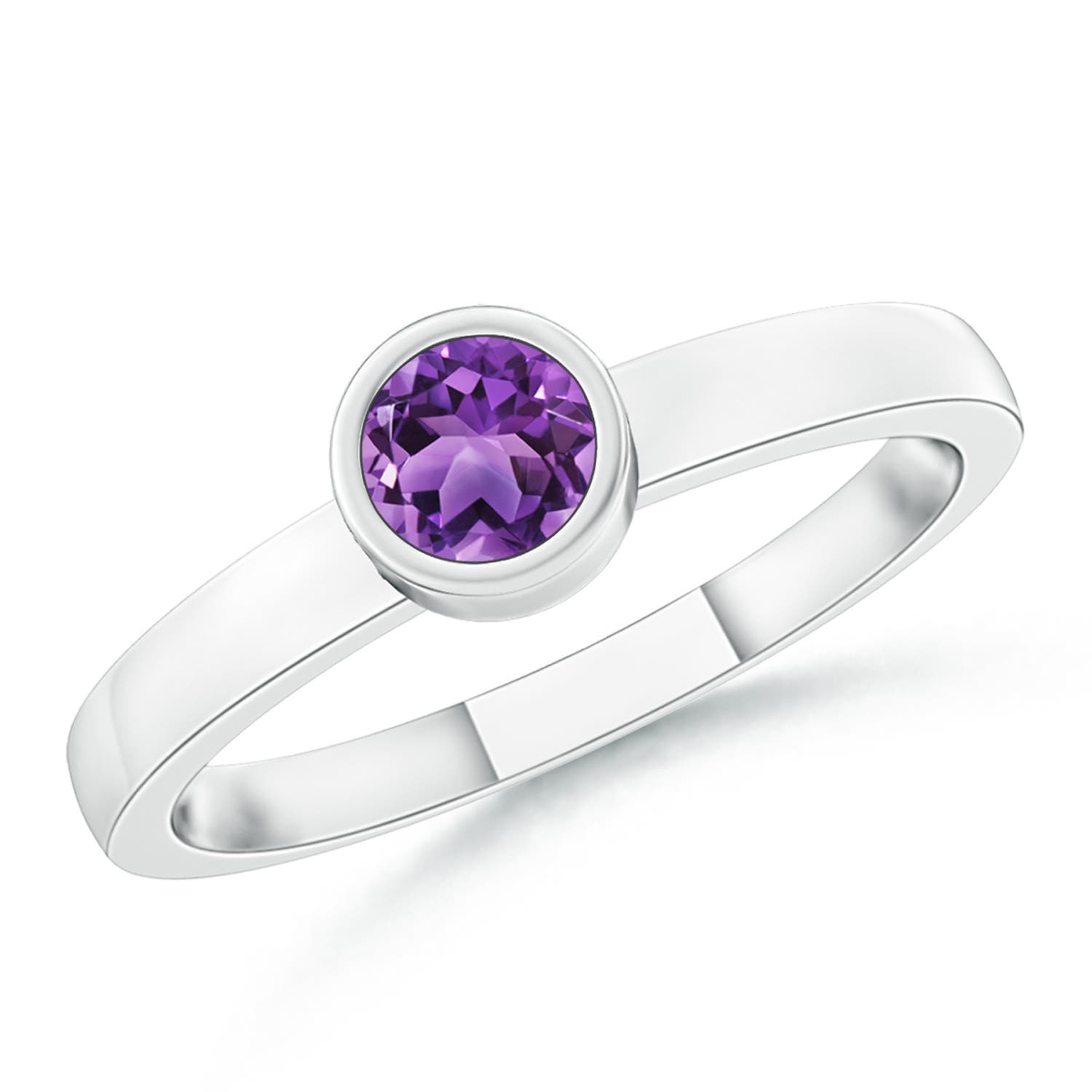 AA - Amethyst / 0.16 CT / 14 KT White Gold