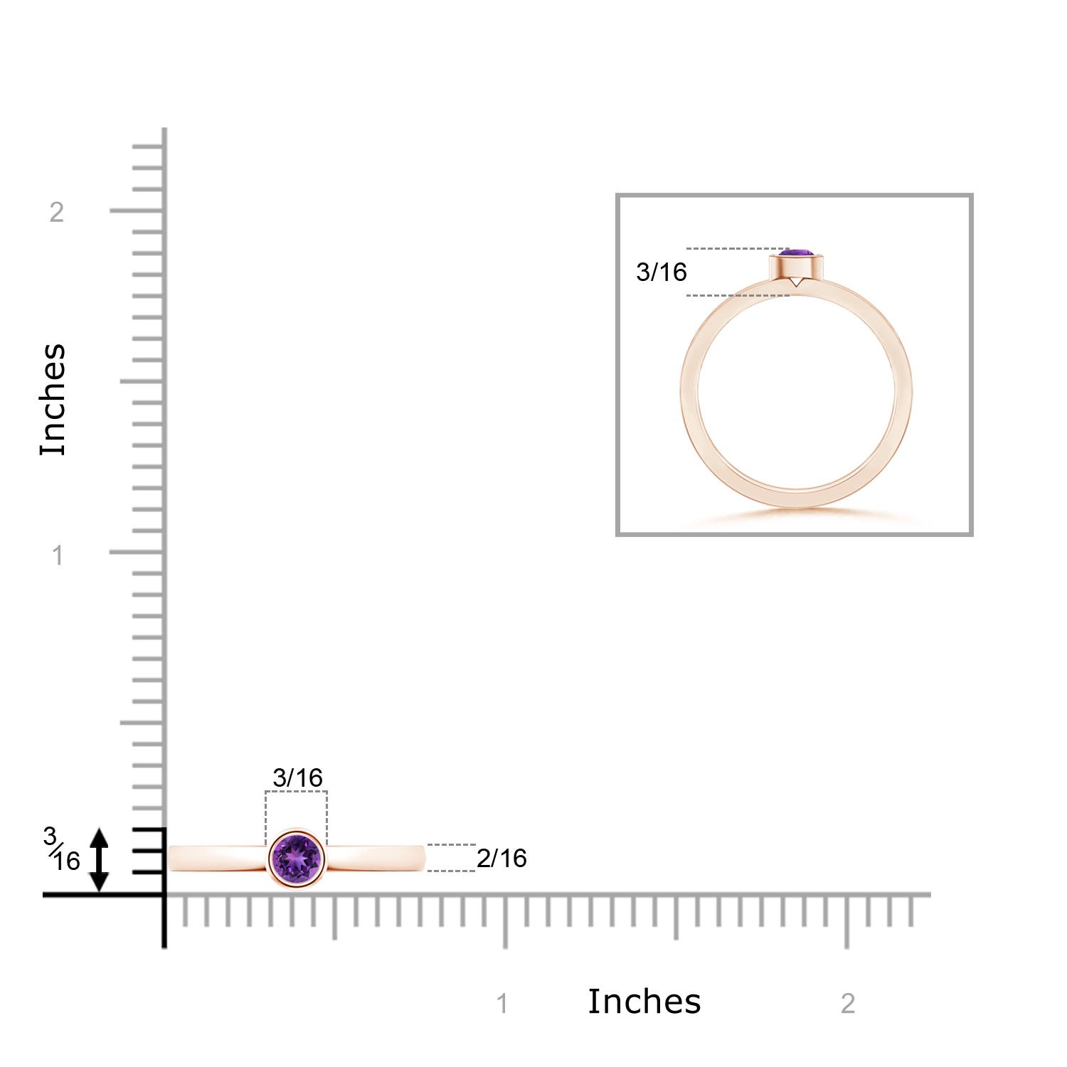 AAAA - Amethyst / 0.16 CT / 14 KT Rose Gold