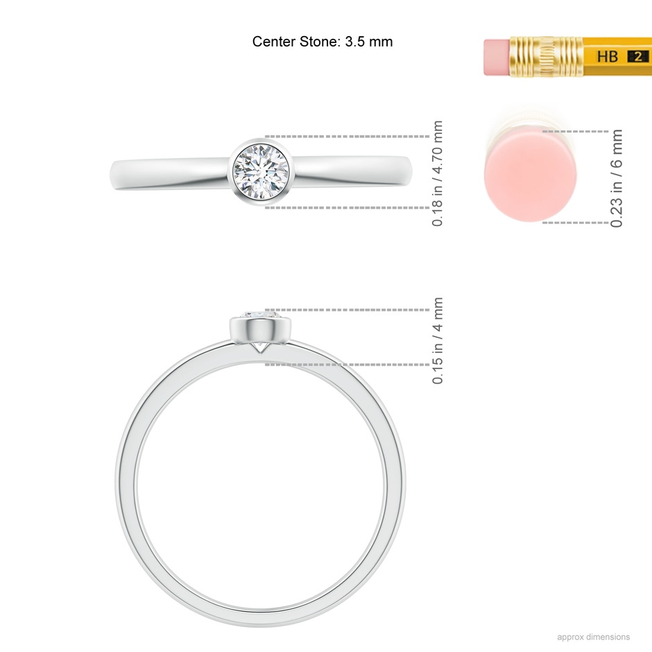 3.5mm GVS2 Bezel-Set Solitaire Round Diamond Stackable Ring in P950 Platinum ruler