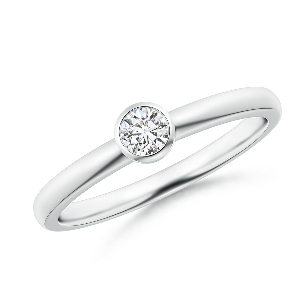 3.5mm HSI2 Bezel-Set Solitaire Round Diamond Stackable Ring in White Gold