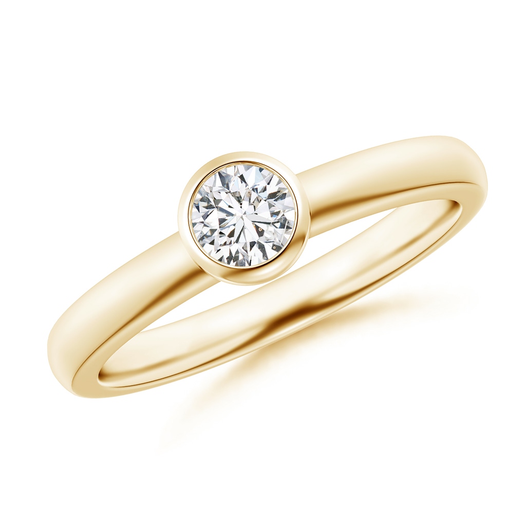 4.4mm HSI2 Bezel-Set Solitaire Round Diamond Stackable Ring in Yellow Gold