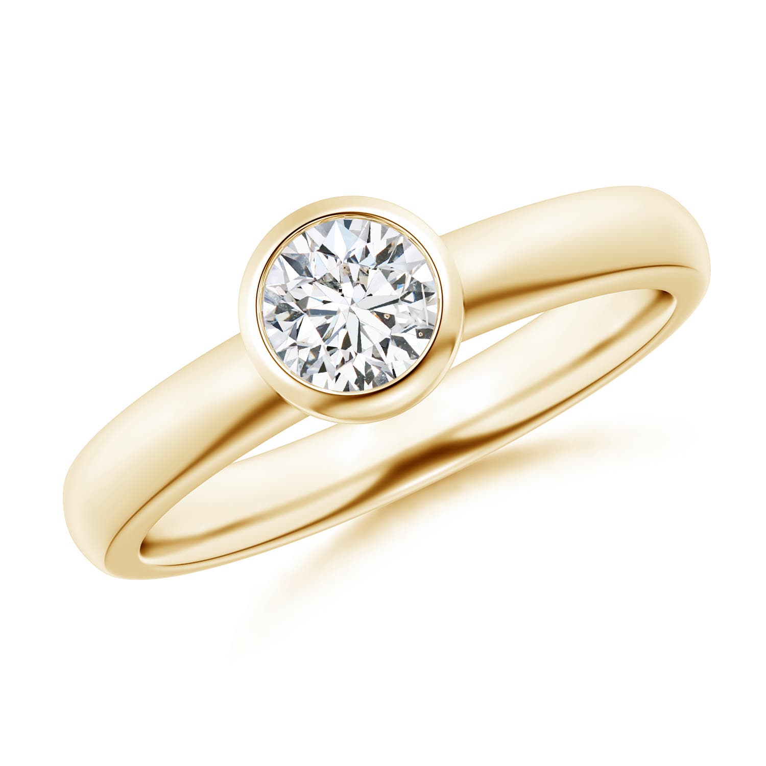 18k Two Tone Gold Round Bezel Setting Classic modern swirl two tone diamond  engagement ring (0.15
