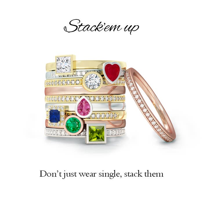 Bezel set hot sale stackable rings