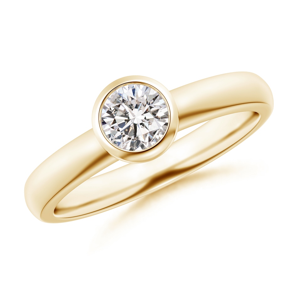 5.1mm IJI1I2 Bezel-Set Solitaire Round Diamond Stackable Ring in 9K Yellow Gold 