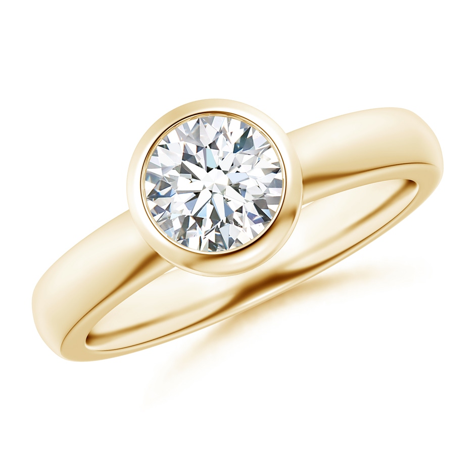 6.4mm GVS2 Bezel-Set Solitaire Round Diamond Stackable Ring in Yellow Gold 