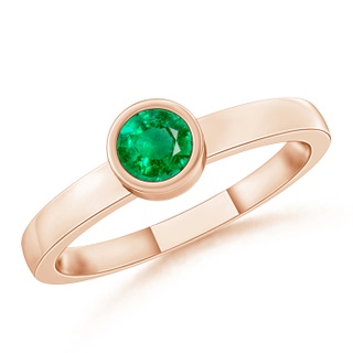 3.5mm AAA Bezel-Set Solitaire Round Emerald Stackable Ring in Rose Gold