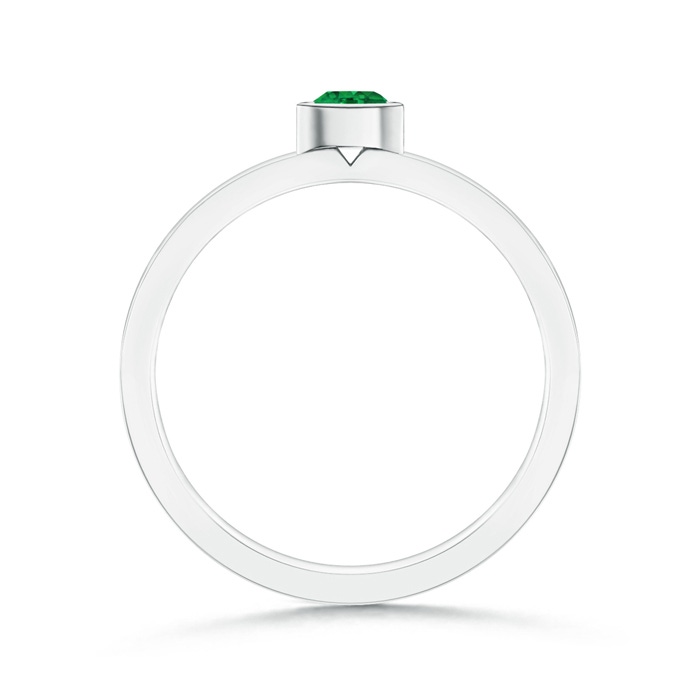 3.5mm AAA Bezel-Set Solitaire Round Emerald Stackable Ring in White Gold Product Image