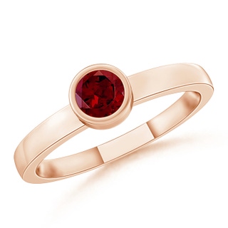 3.5mm AAA Bezel-Set Solitaire Round Garnet Stackable Ring in 9K Rose Gold