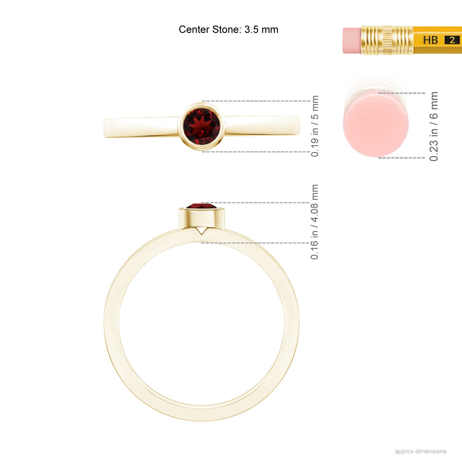 AAA - Garnet / 0.2 CT / 14 KT Yellow Gold