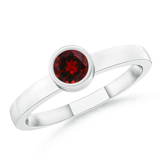 3.5mm AAAA Bezel-Set Solitaire Round Garnet Stackable Ring in White Gold