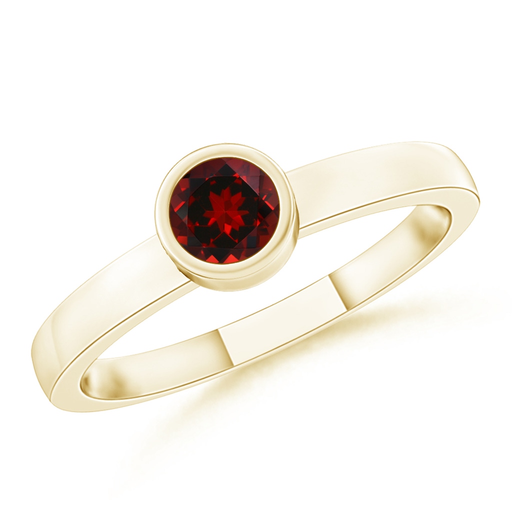 3.5mm AAAA Bezel-Set Solitaire Round Garnet Stackable Ring in Yellow Gold