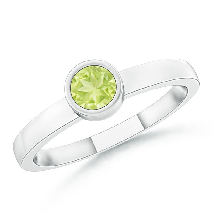 A - Peridot / 0.18 CT / 14 KT White Gold