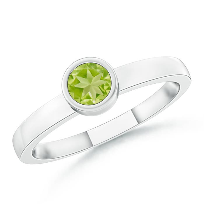 AA - Peridot / 0.18 CT / 14 KT White Gold