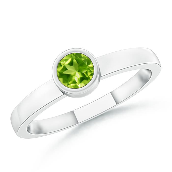 AAA - Peridot / 0.18 CT / 14 KT White Gold