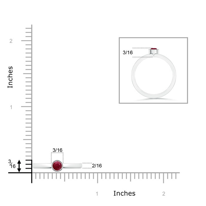 3.5mm A Bezel-Set Solitaire Round Ruby Stackable Ring in P950 Platinum product image