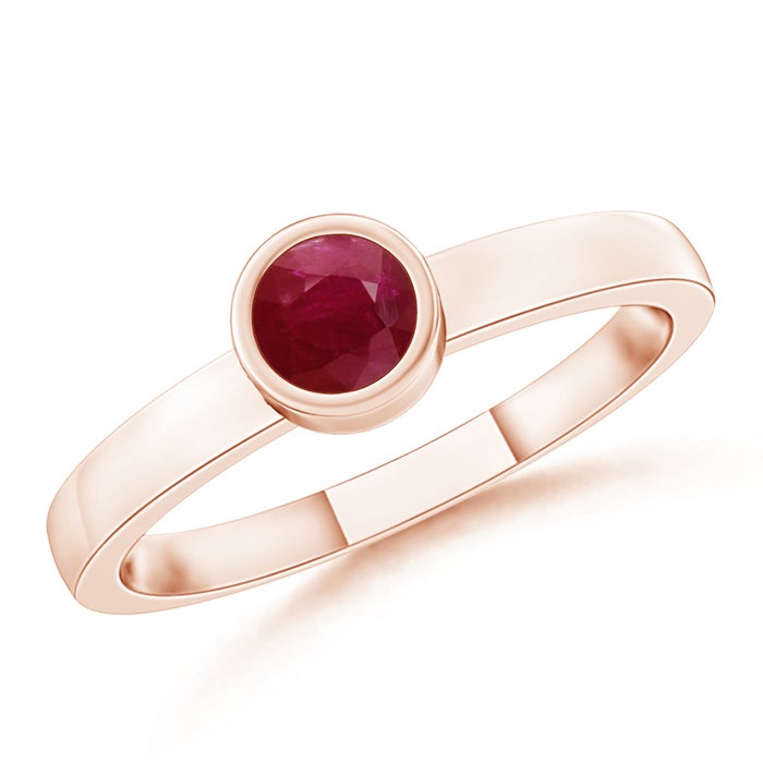 Bezel-Set Solitaire Round Ruby Stackable Ring