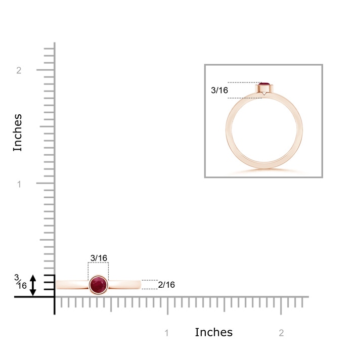3.5mm A Bezel-Set Solitaire Round Ruby Stackable Ring in Rose Gold product image