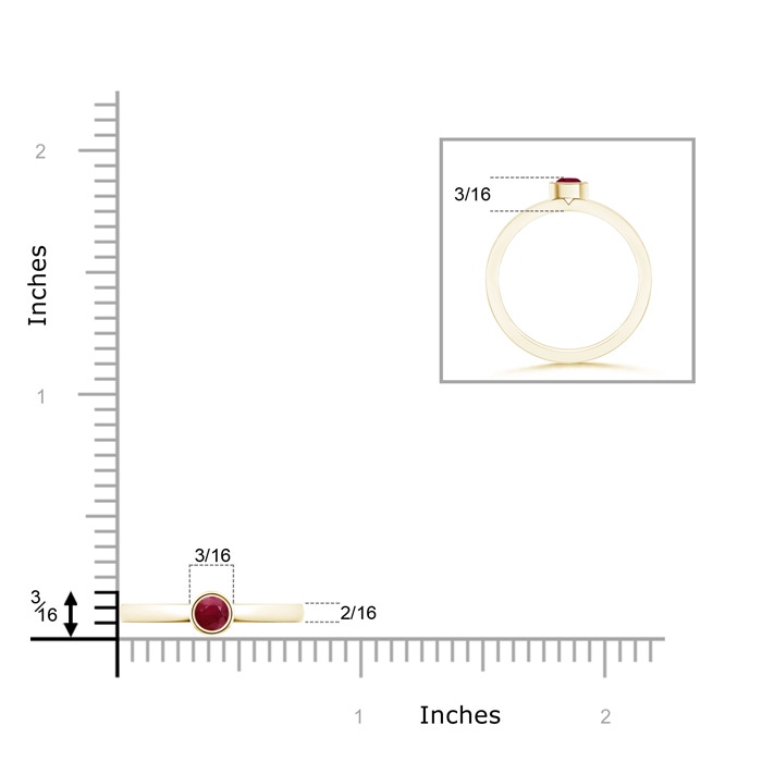 3.5mm A Bezel-Set Solitaire Round Ruby Stackable Ring in Yellow Gold product image