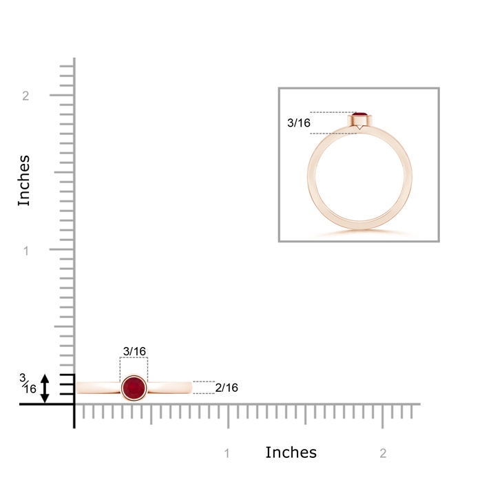 3.5mm AA Bezel-Set Solitaire Round Ruby Stackable Ring in 9K Rose Gold product image