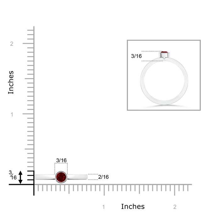 3.5mm AAAA Bezel-Set Solitaire Round Ruby Stackable Ring in White Gold product image