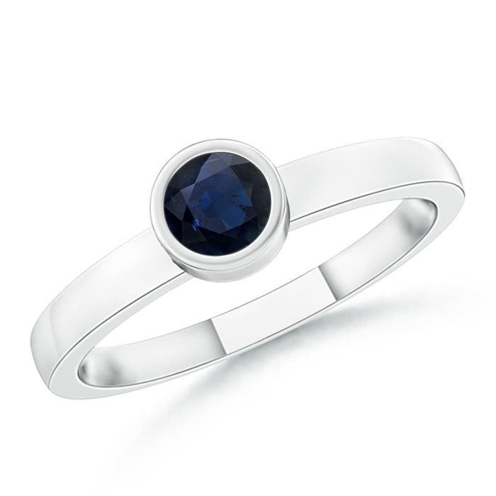 A - Blue Sapphire / 0.22 CT / 14 KT White Gold