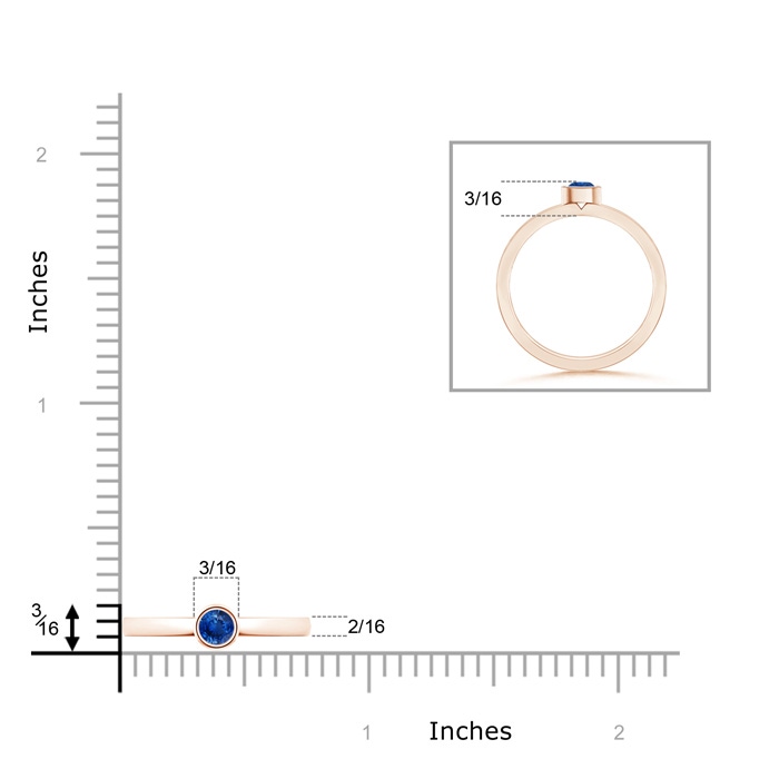 3.5mm AAA Bezel-Set Solitaire Round Blue Sapphire Stackable Ring in Rose Gold product image