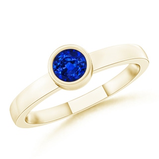 3.5mm AAAA Bezel-Set Solitaire Round Blue Sapphire Stackable Ring in Yellow Gold