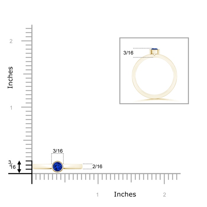 3.5mm AAAA Bezel-Set Solitaire Round Blue Sapphire Stackable Ring in Yellow Gold Product Image