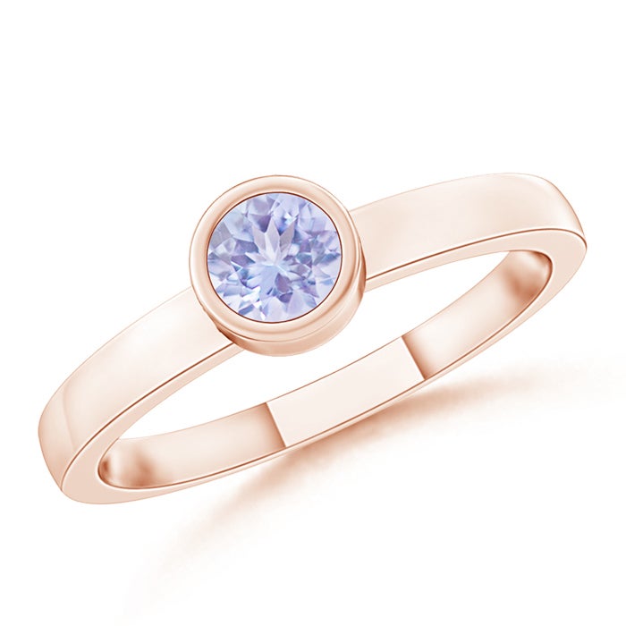 Bezel-Set Solitaire Round Tanzanite Stackable Ring