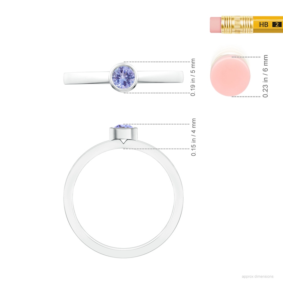3.5mm AA Bezel-Set Solitaire Round Tanzanite Stackable Ring in 18K White Gold ruler