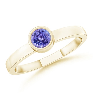 3.5mm AAA Bezel-Set Solitaire Round Tanzanite Stackable Ring in Yellow Gold