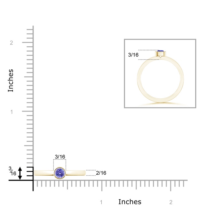 3.5mm AAA Bezel-Set Solitaire Round Tanzanite Stackable Ring in Yellow Gold product image