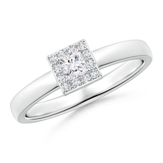 3mm GVS2 Princess Diamond Halo Promise Ring in White Gold