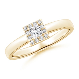 3mm HSI2 Princess Diamond Halo Promise Ring in Yellow Gold