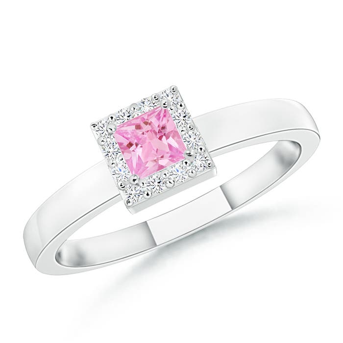 A - Pink Sapphire / 0.24 CT / 14 KT White Gold