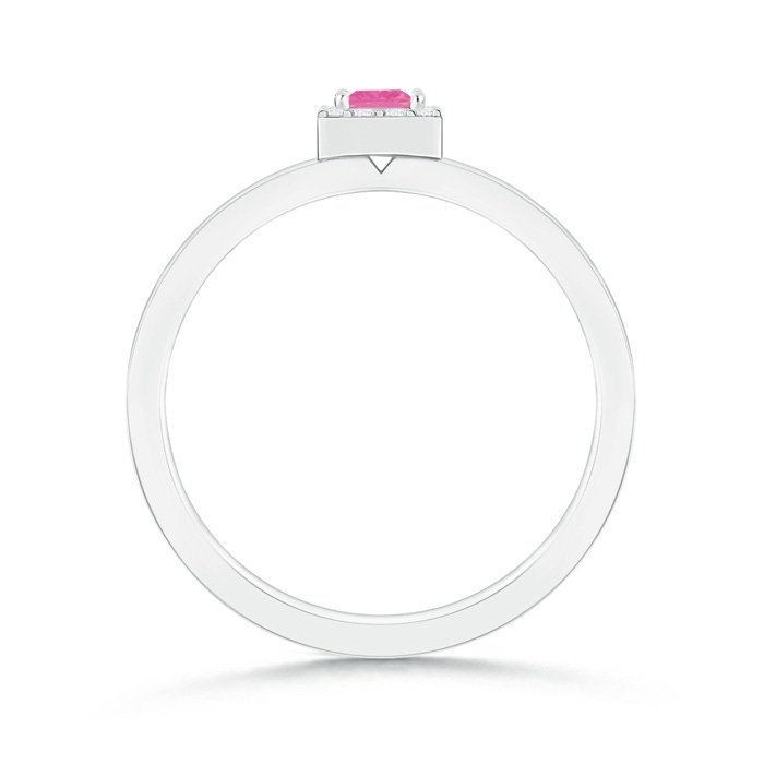 3mm AAA Square Pink Sapphire Halo Promise Ring with Diamonds in White Gold Product Image