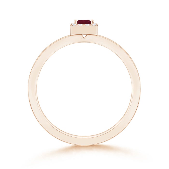 Square Ruby Halo Promise Ring with Diamonds