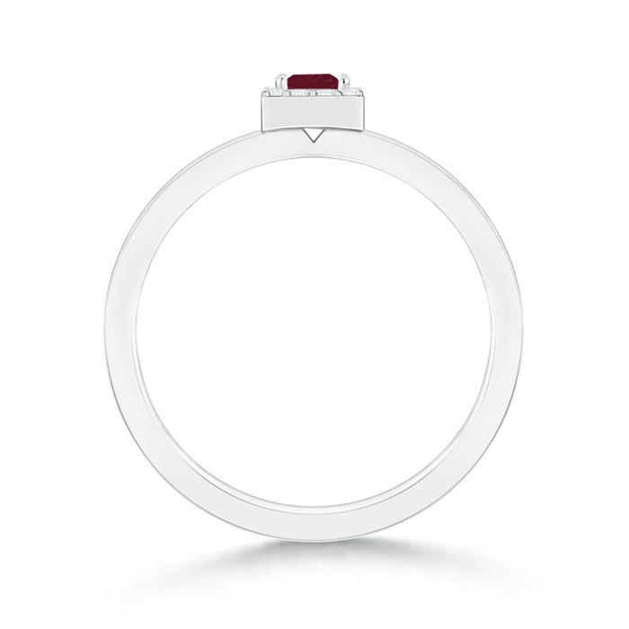 3mm A Square Ruby Halo Promise Ring with Diamonds in White Gold product image
